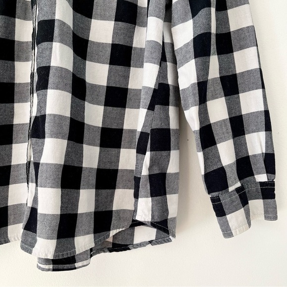Old Navy Black & White Plaid Button Down Flannel Shirt Size L - Picture 7 of 10